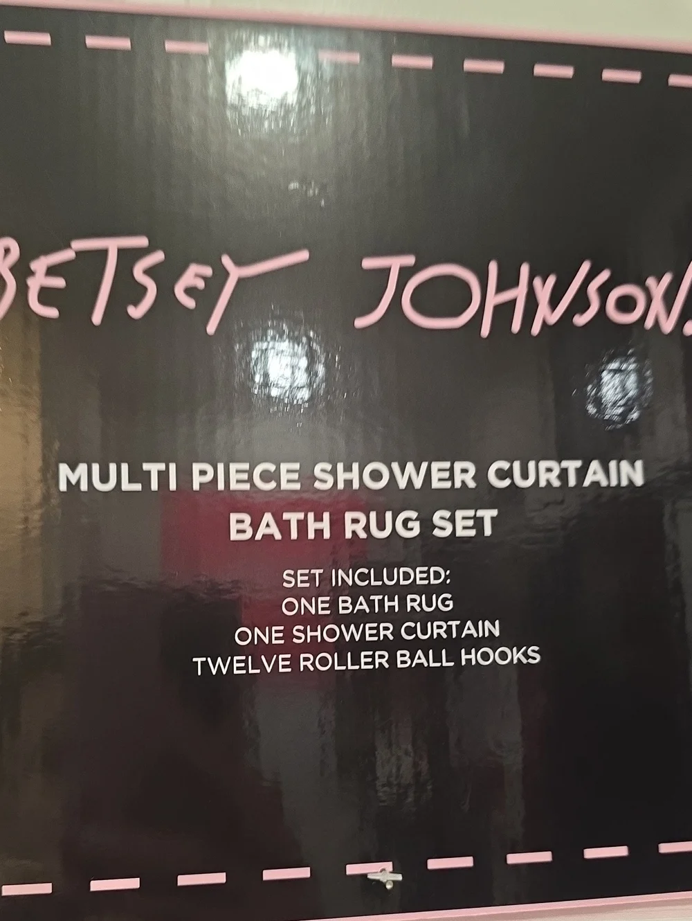 Betsey Johnson Heart & Kiss Pattern Multi-Piece Shower Curtain & Bath Rug Set
